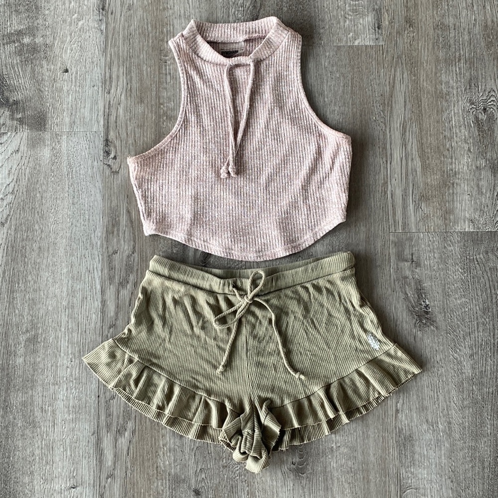FP Movement sage green shorts